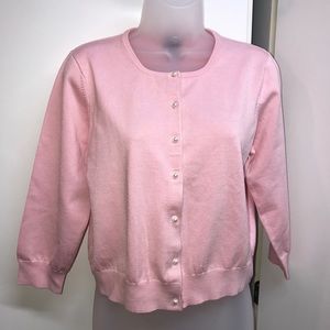 INC pale pink button up cardigan 73% silk size L